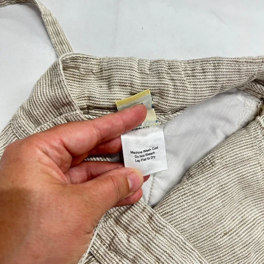 100% Linen Pants Mens 34x34 Drawstring Straight Leg Beige Costal Joseph & Feiss